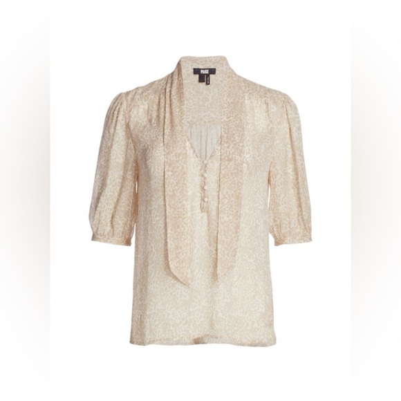 PAIGE | Esta silk Tieneck Blouse | size large - Picture 5 of 8